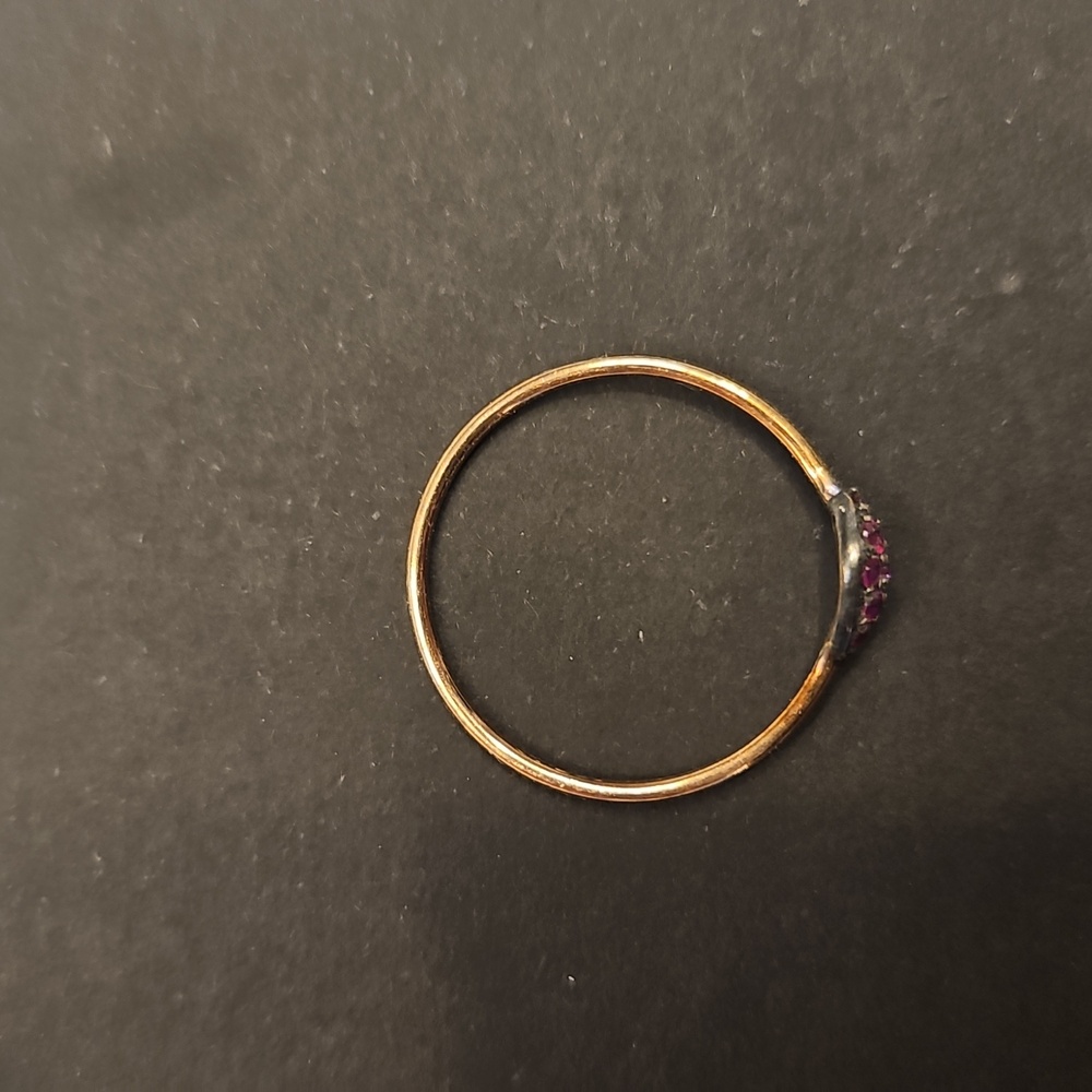 Ruby Cluster And Solid Rose Gold Ring, Size 8 - image 2